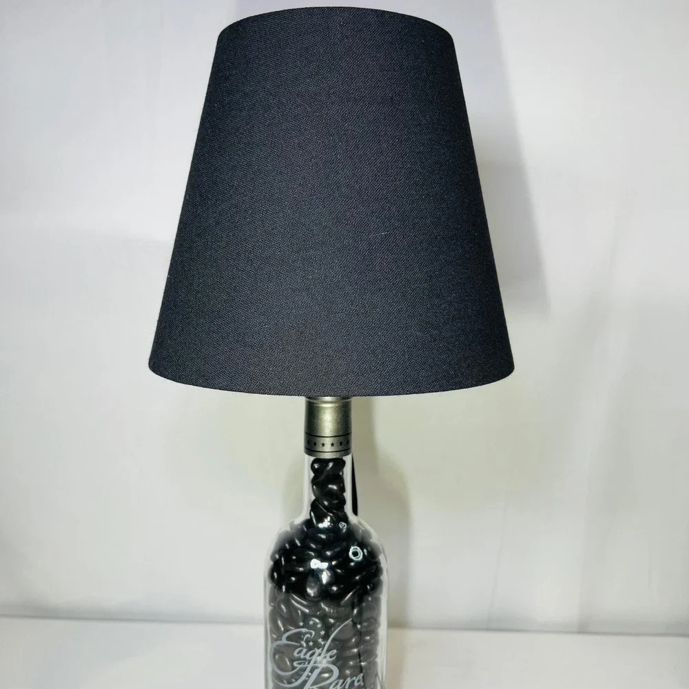 Eagle Rare 10 Year Bourbon Bottle‎ Lamp with Black Stones and Shade 19in Custom